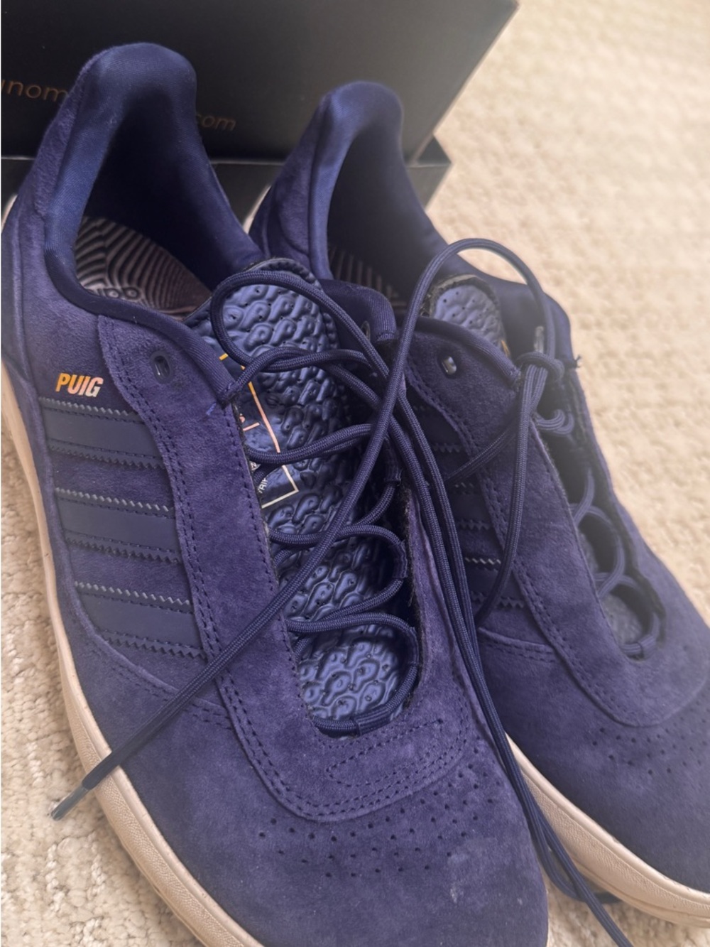adidas Navy Suede Low-Top Sneakers with Tan Sole size  10,5